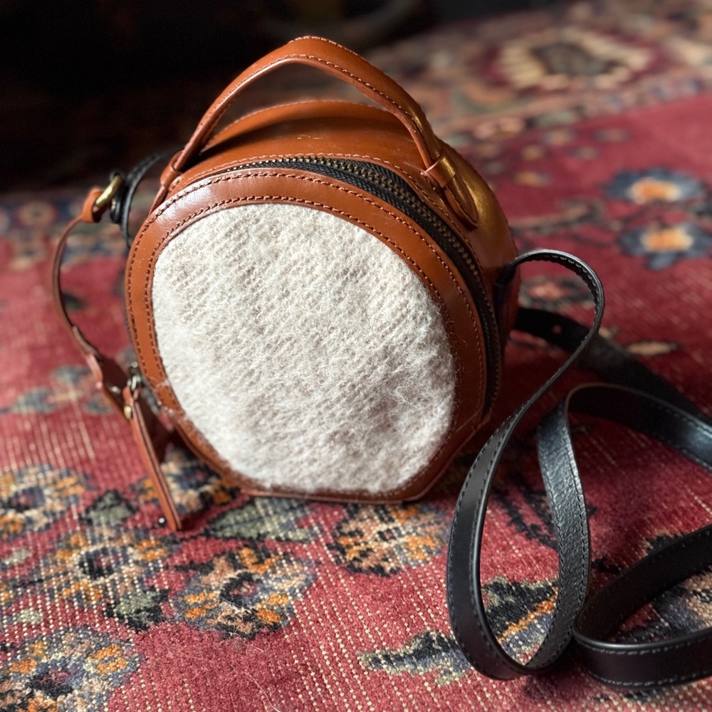 Kelsi Dagger Leather and Wool Circle Bag 2 Way Canteen Crossbody KDB